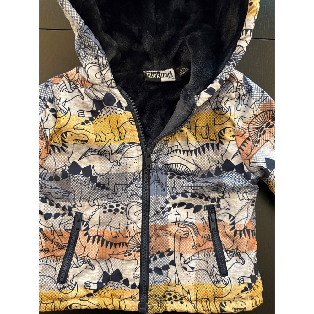 Mick Mack Hooded Dino Jacket Toddler Size‎ 12-months Cozy Soft Fleece-Lined